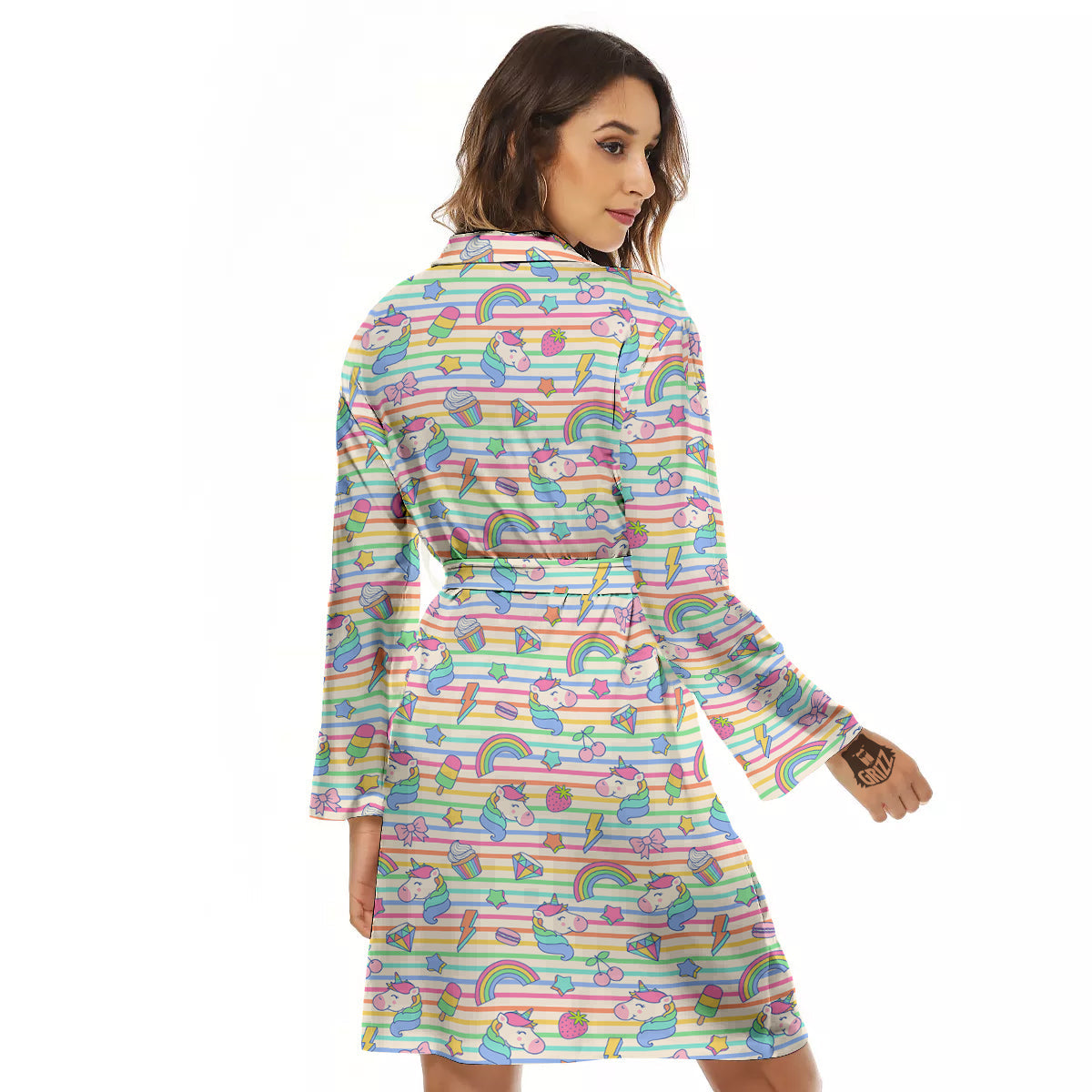 Unicorn Cute Rainbow Print Pattern Women's Robe-grizzshop