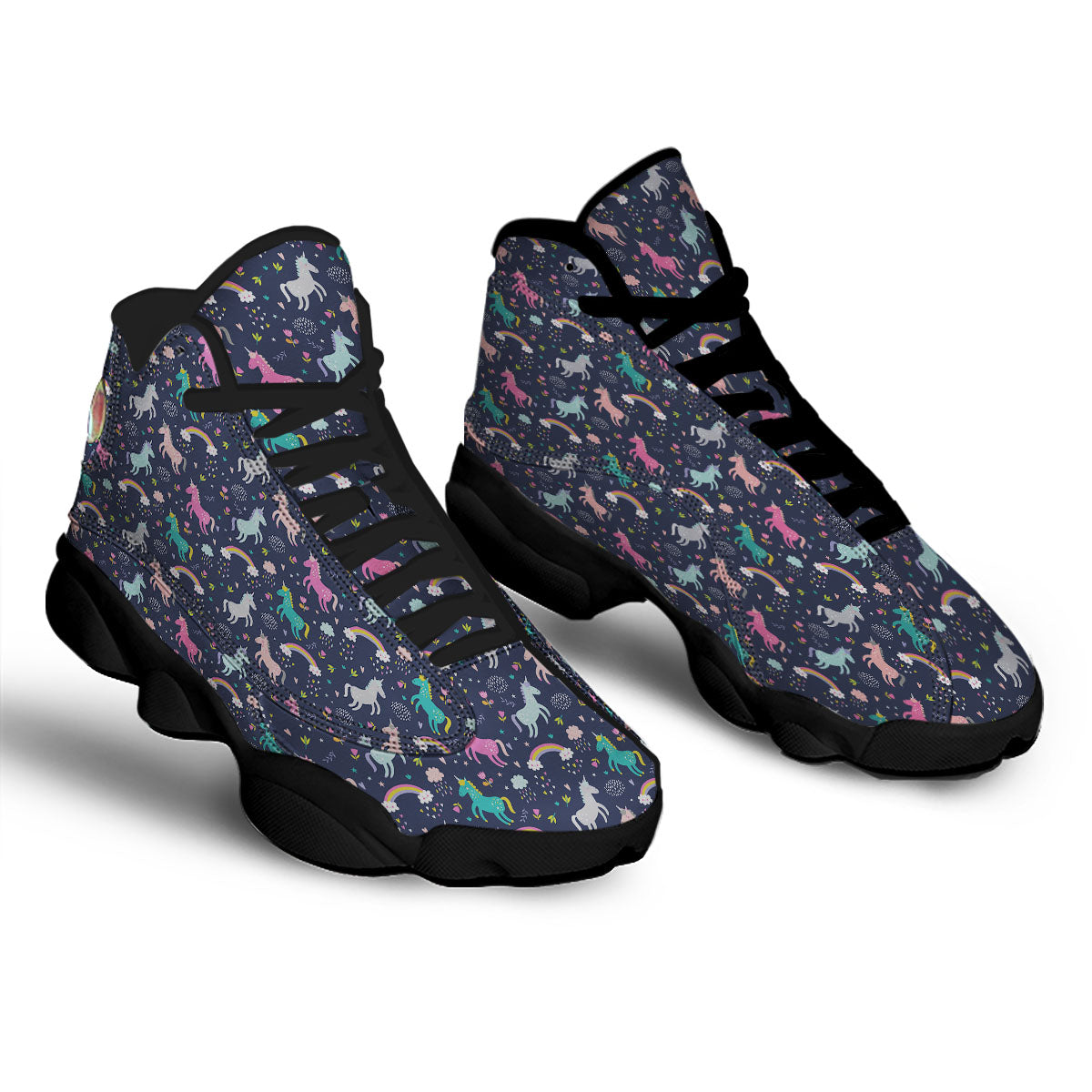 Unicorn Doodle Print Pattern Black Basketball Shoes-grizzshop