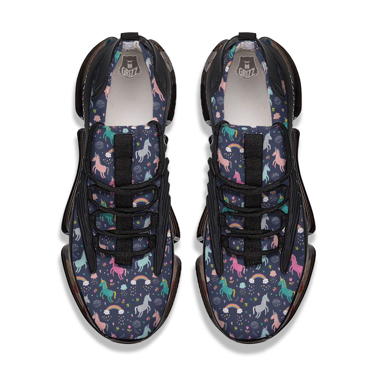 Unicorn Doodle Print Pattern Black Gym Shoes-grizzshop
