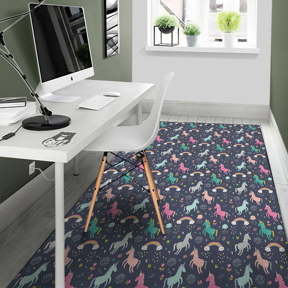 Unicorn Doodle Print Pattern Floor Mat-grizzshop