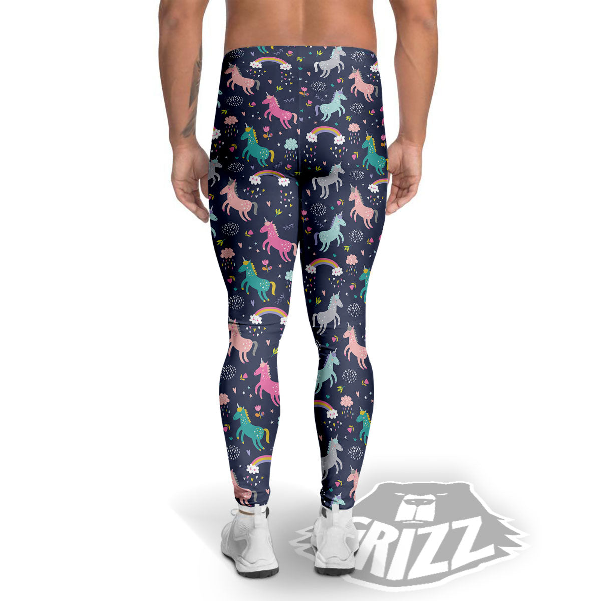 Unicorn Doodle Print Pattern Men's Leggings-grizzshop