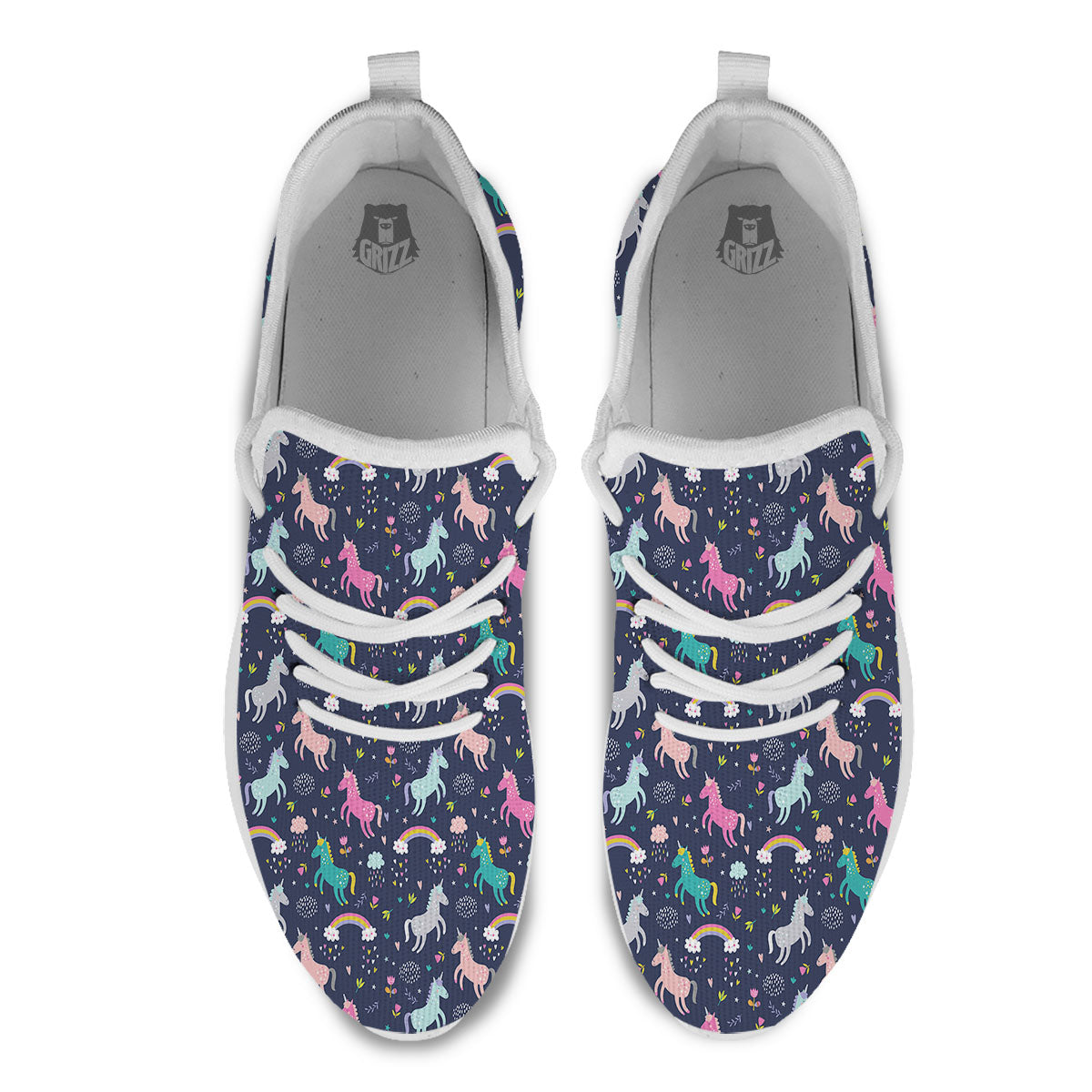 Unicorn Doodle Print Pattern White Athletic Shoes-grizzshop