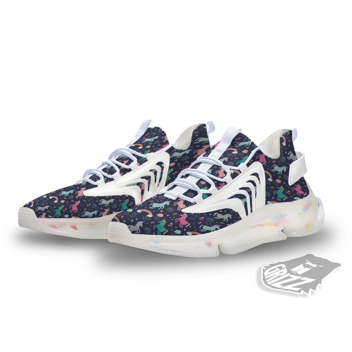 Unicorn Doodle Print Pattern White Gym Shoes-grizzshop