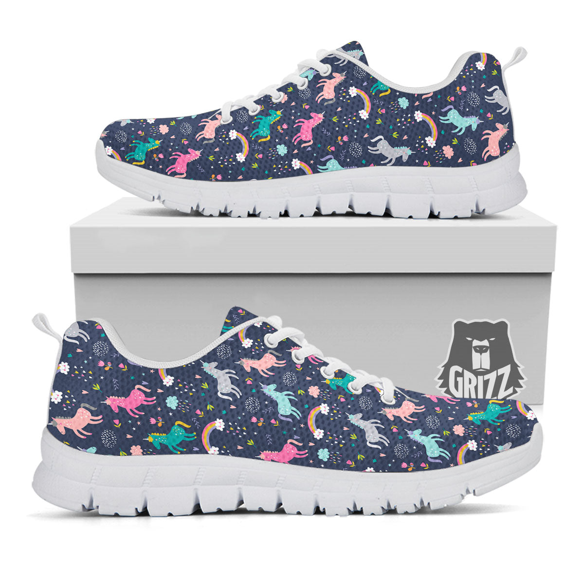 Unicorn Doodle Print Pattern White Sneaker-grizzshop
