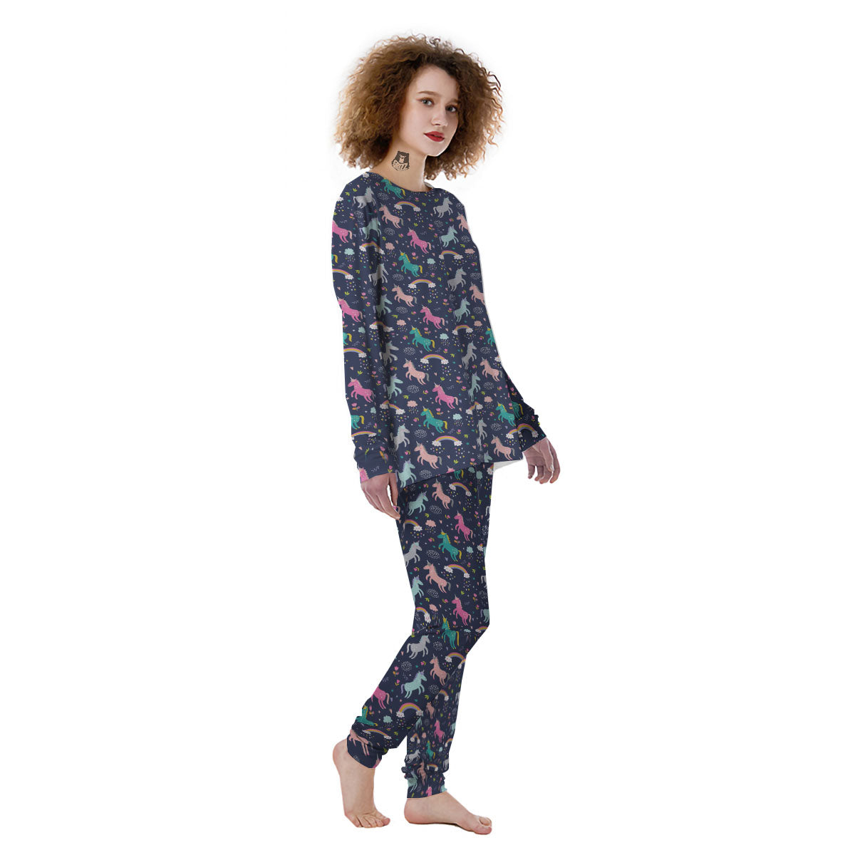 Unicorn Doodle Print Pattern Women's Pajamas-grizzshop