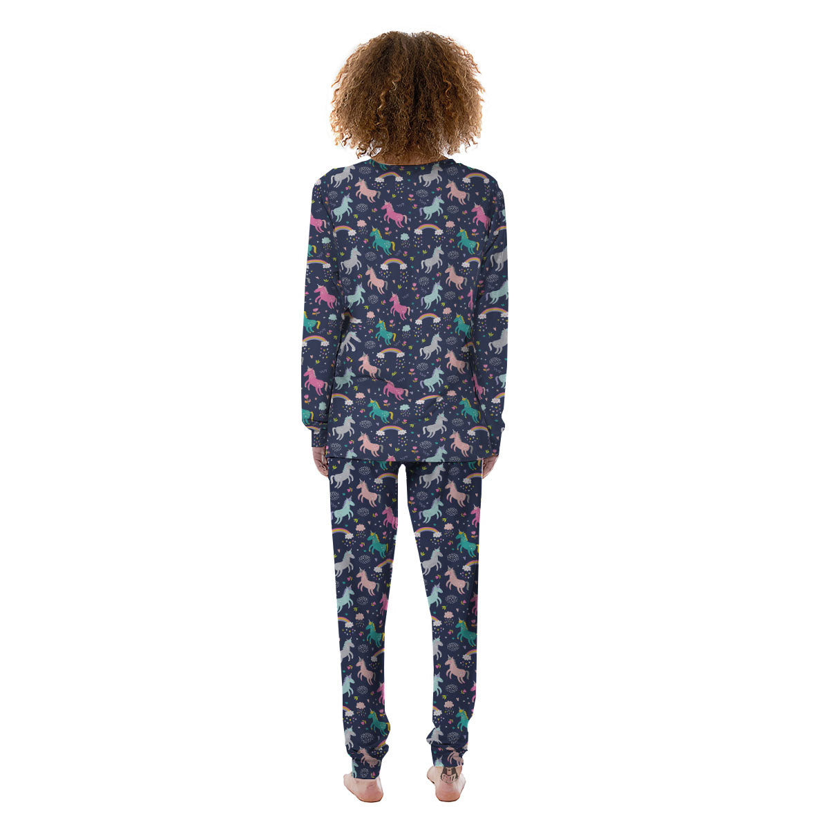 Unicorn Doodle Print Pattern Women's Pajamas-grizzshop