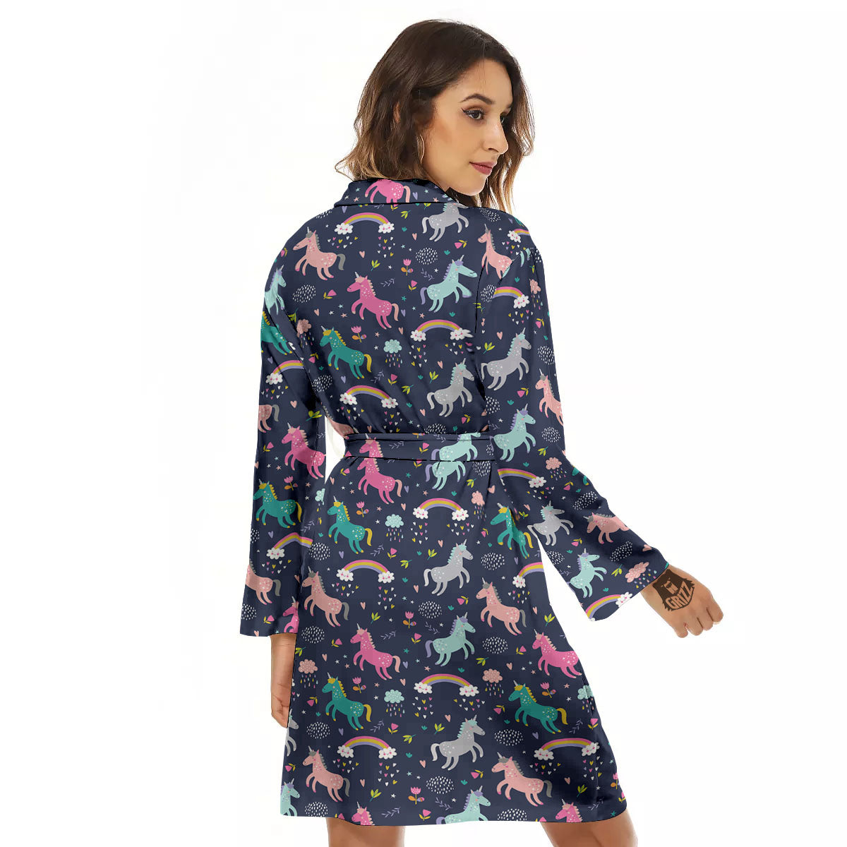 Unicorn Doodle Print Pattern Women's Robe-grizzshop