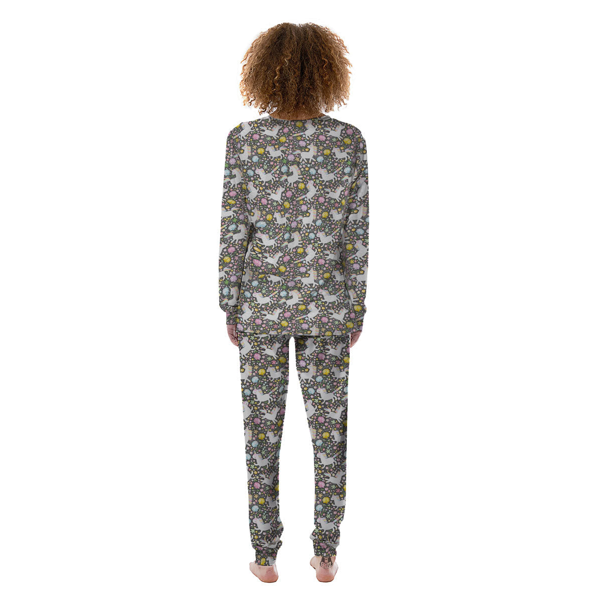 Unicorn Fairy Floral Print Pattern Women's Pajamas-grizzshop