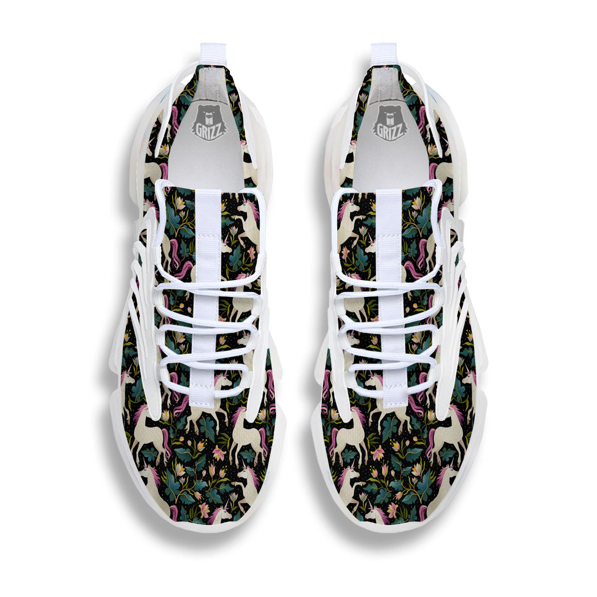 Unicorn Floral Print Pattern White Gym Shoes-grizzshop