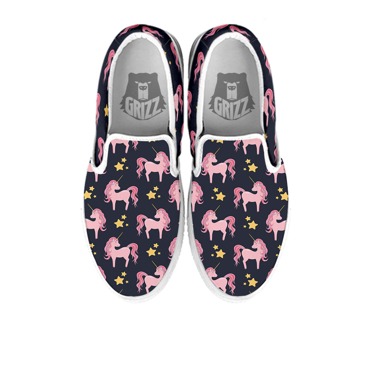 Unicorn Night Star Print Pattern White Slip On Shoes-grizzshop