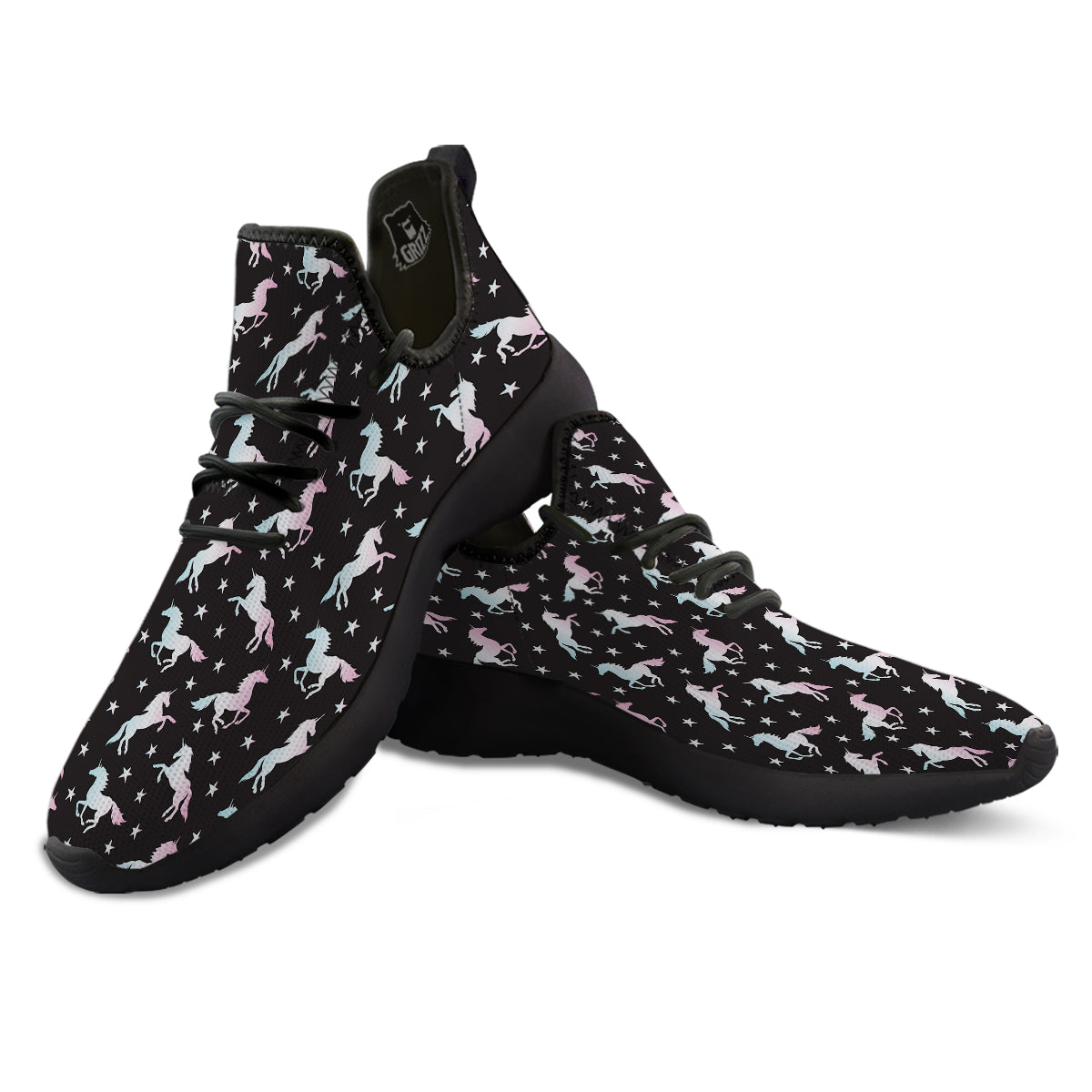 Unicorn Night Winged Print Pattern Black Athletic Shoes-grizzshop