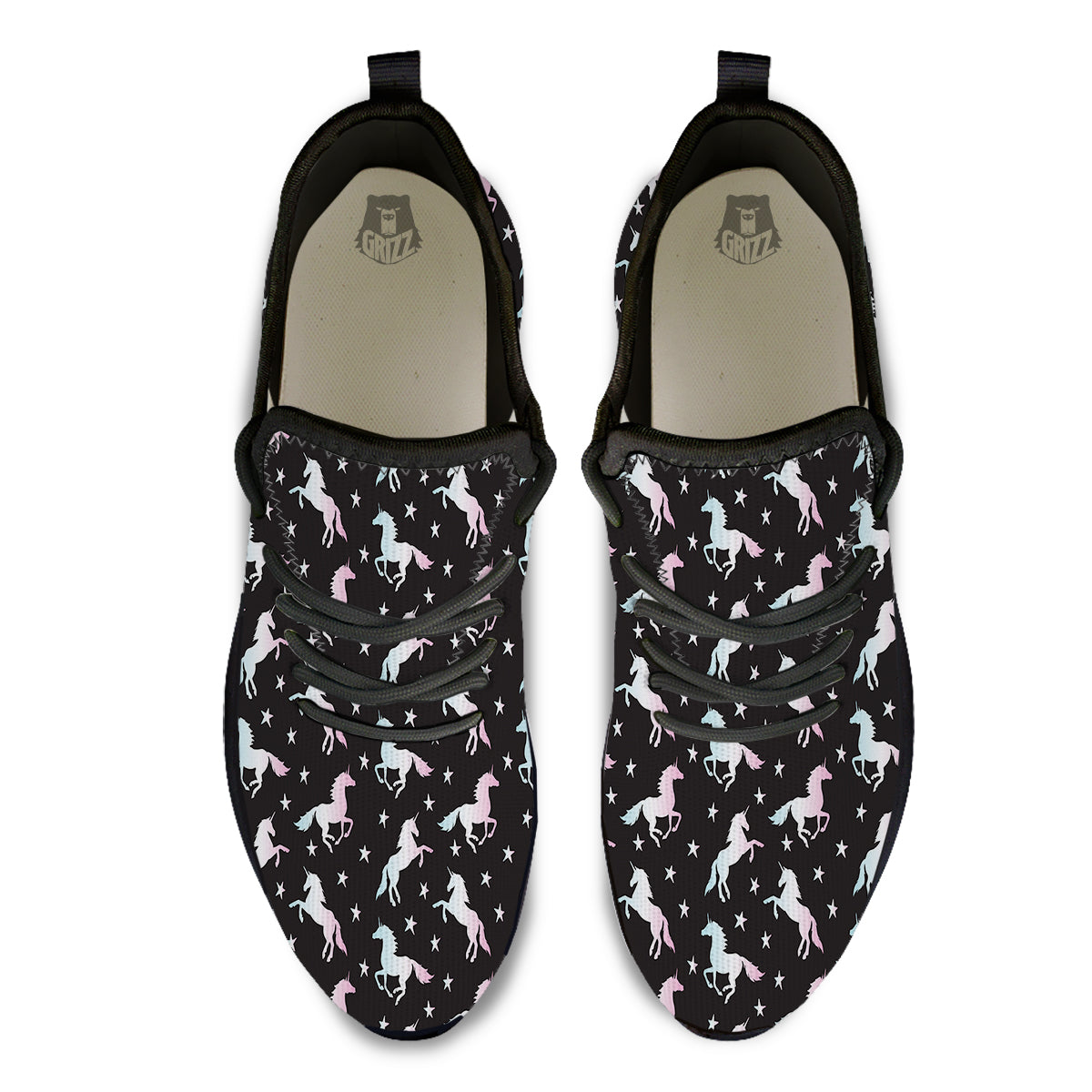 Unicorn Night Winged Print Pattern Black Athletic Shoes-grizzshop