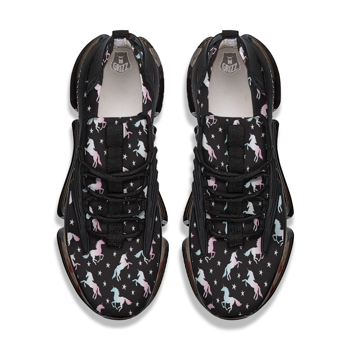 Unicorn Night Winged Print Pattern Black Gym Shoes-grizzshop