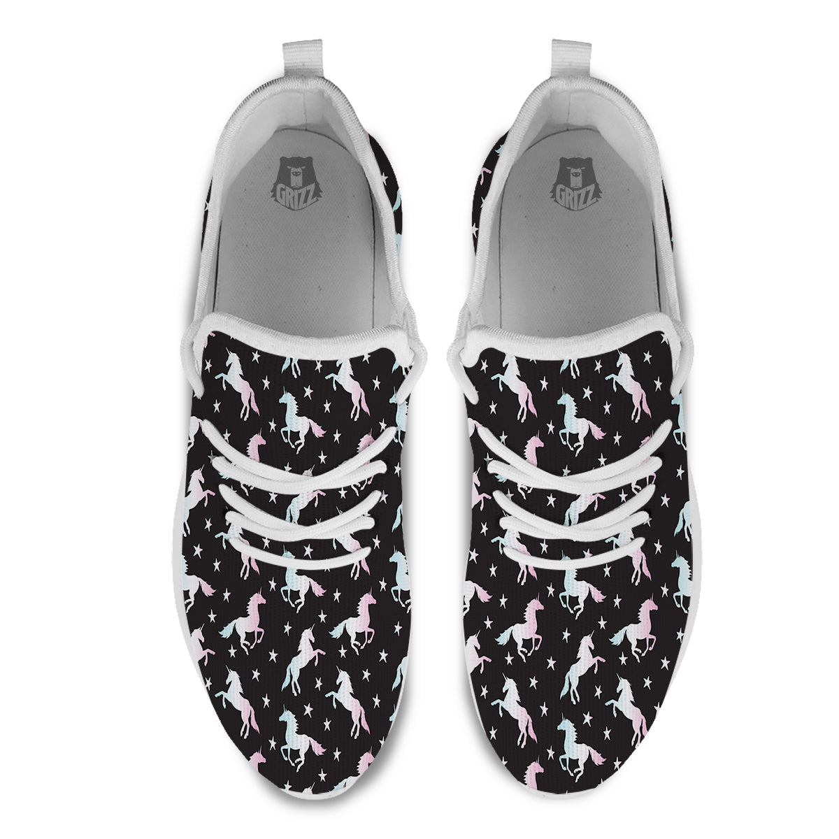 Unicorn Night Winged Print Pattern White Athletic Shoes-grizzshop