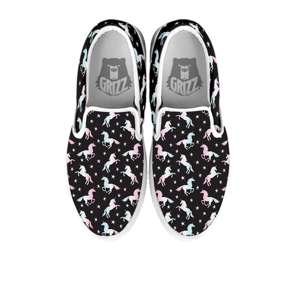 Unicorn Night Winged Print Pattern White Slip On Shoes-grizzshop