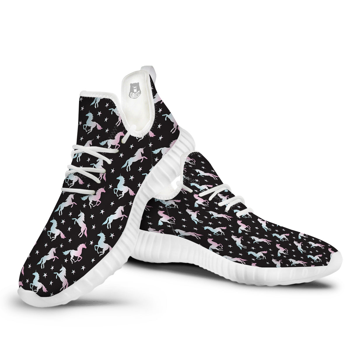 Unicorn Night Winged Print Pattern White Walking Shoes-grizzshop