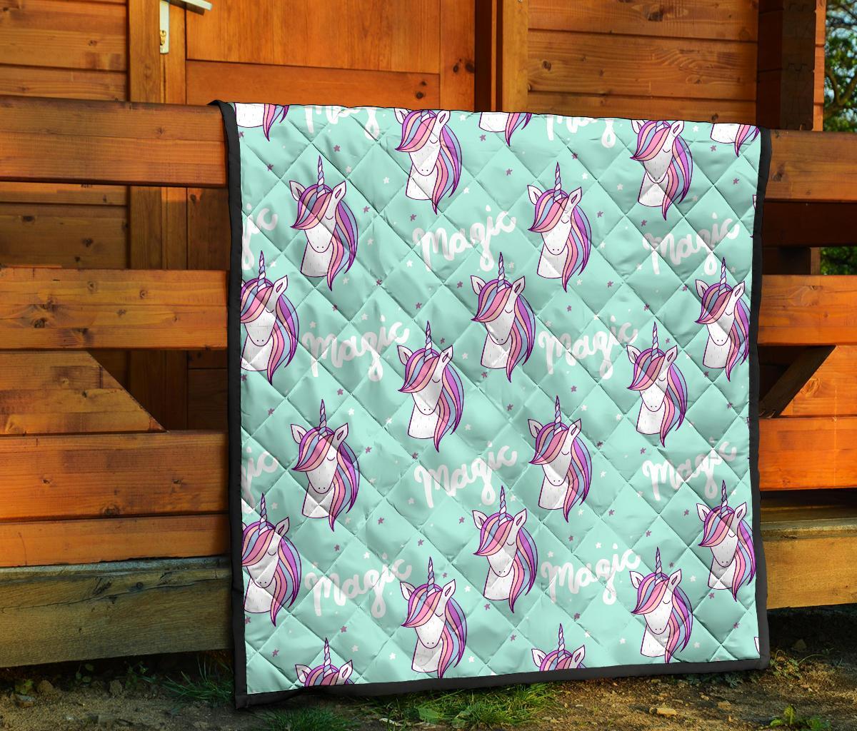 Unicorn Pastel Pattern Print Quilt-grizzshop
