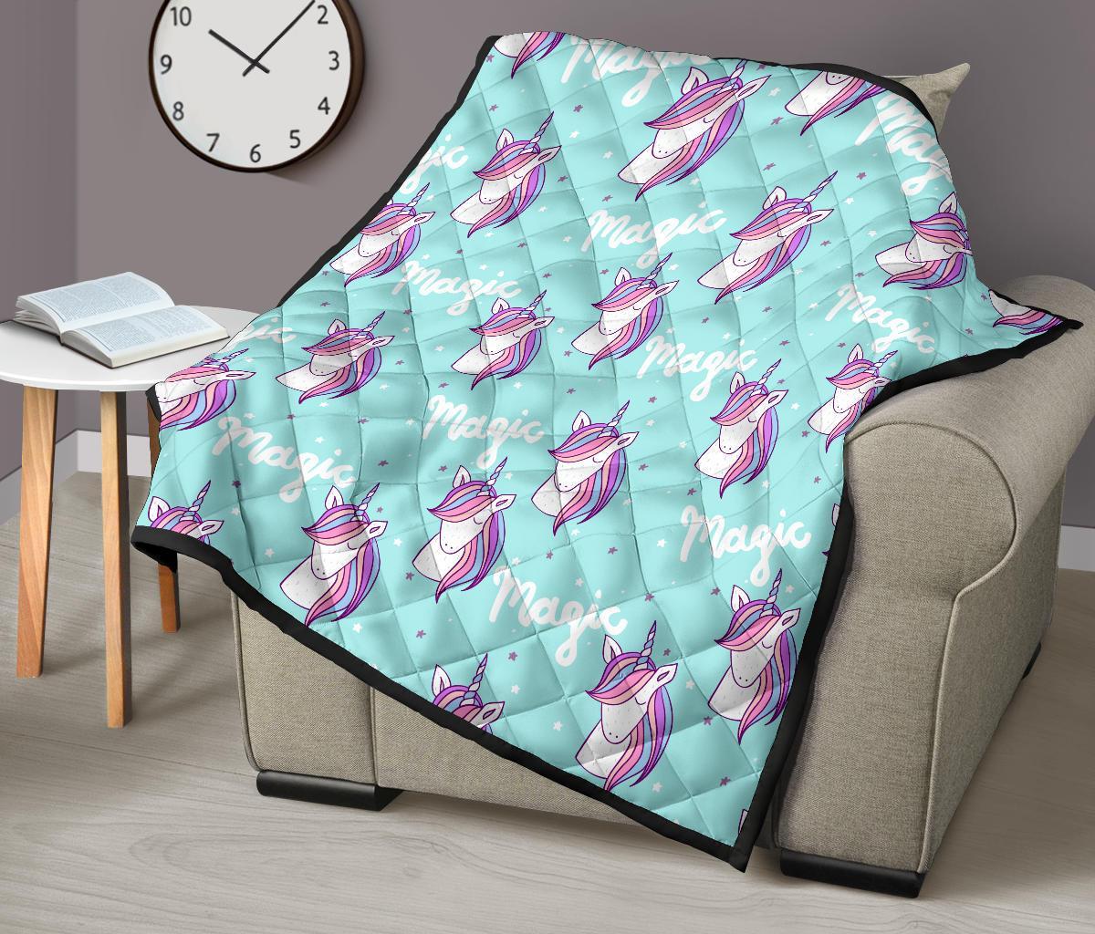 Unicorn Pastel Pattern Print Quilt-grizzshop