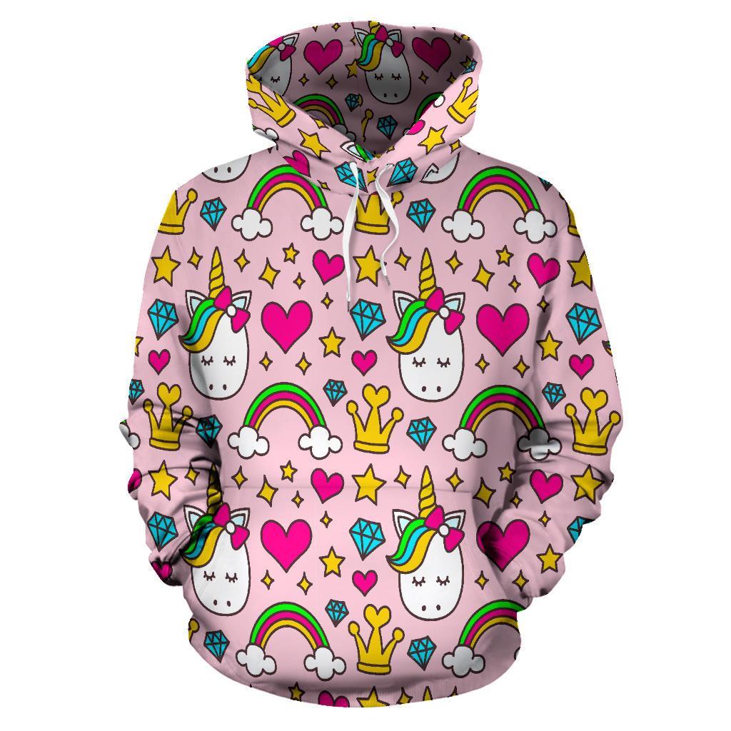 Unicorn Pattern Print Men Women Pullover Hoodie-grizzshop