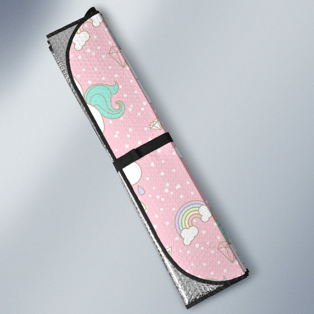Unicorn Pink Pattern Print Car Sun Shade-grizzshop
