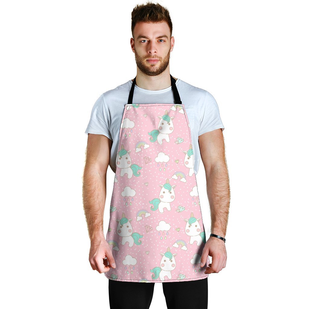 Unicorn Pink Pattern Print Men's Apron-grizzshop
