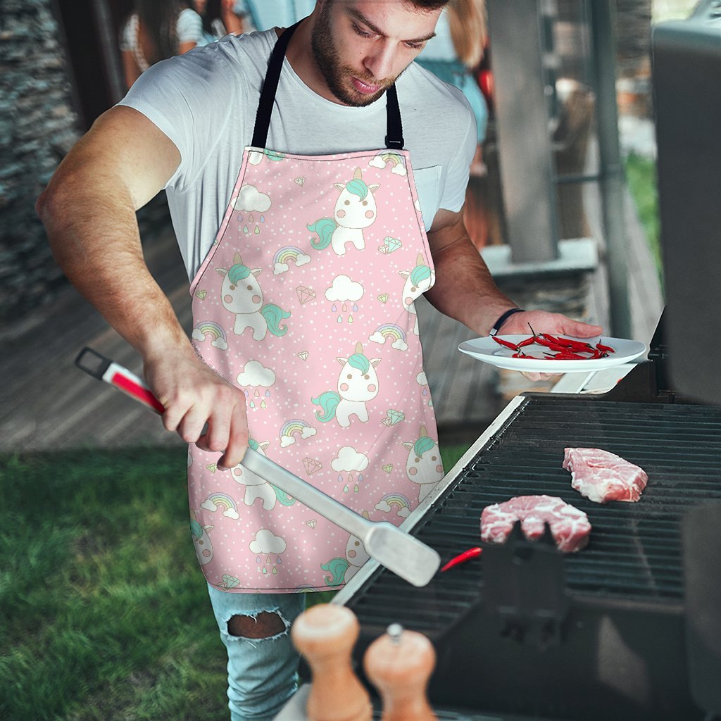 Unicorn Pink Pattern Print Men's Apron-grizzshop
