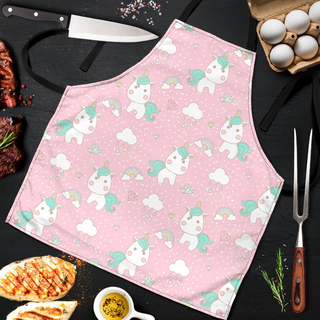 Unicorn Pink Pattern Print Men's Apron-grizzshop