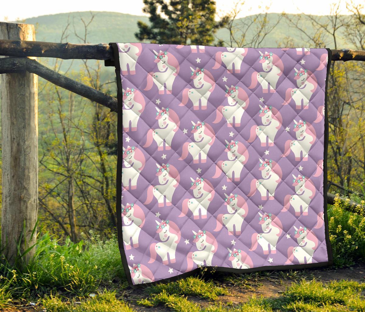 Unicorn Print Pattern Quilt-grizzshop