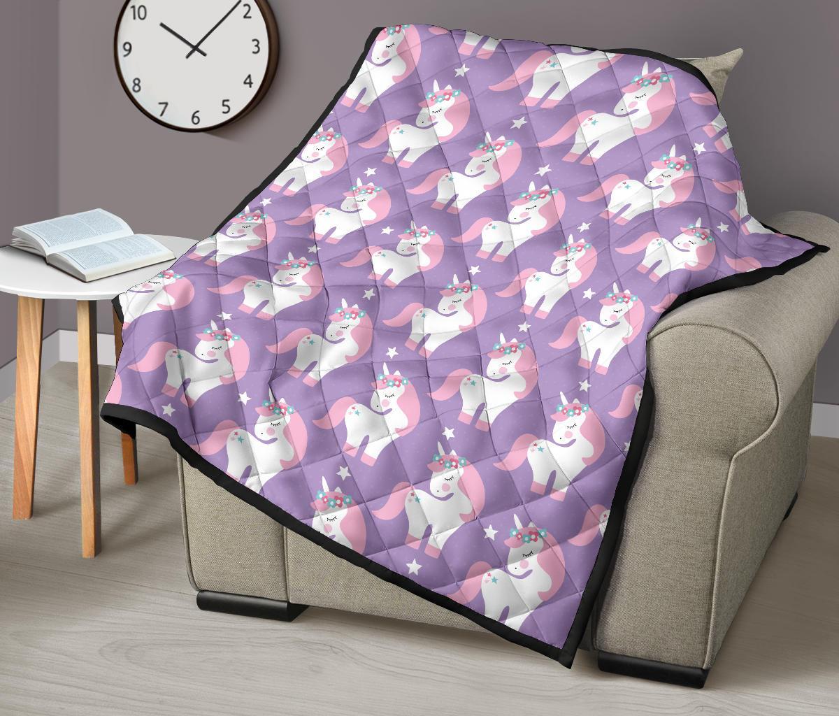Unicorn Print Pattern Quilt-grizzshop