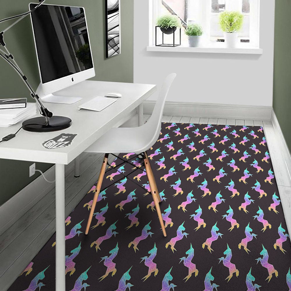 Unicorn Rainbow Origami Print Pattern Floor Mat-grizzshop