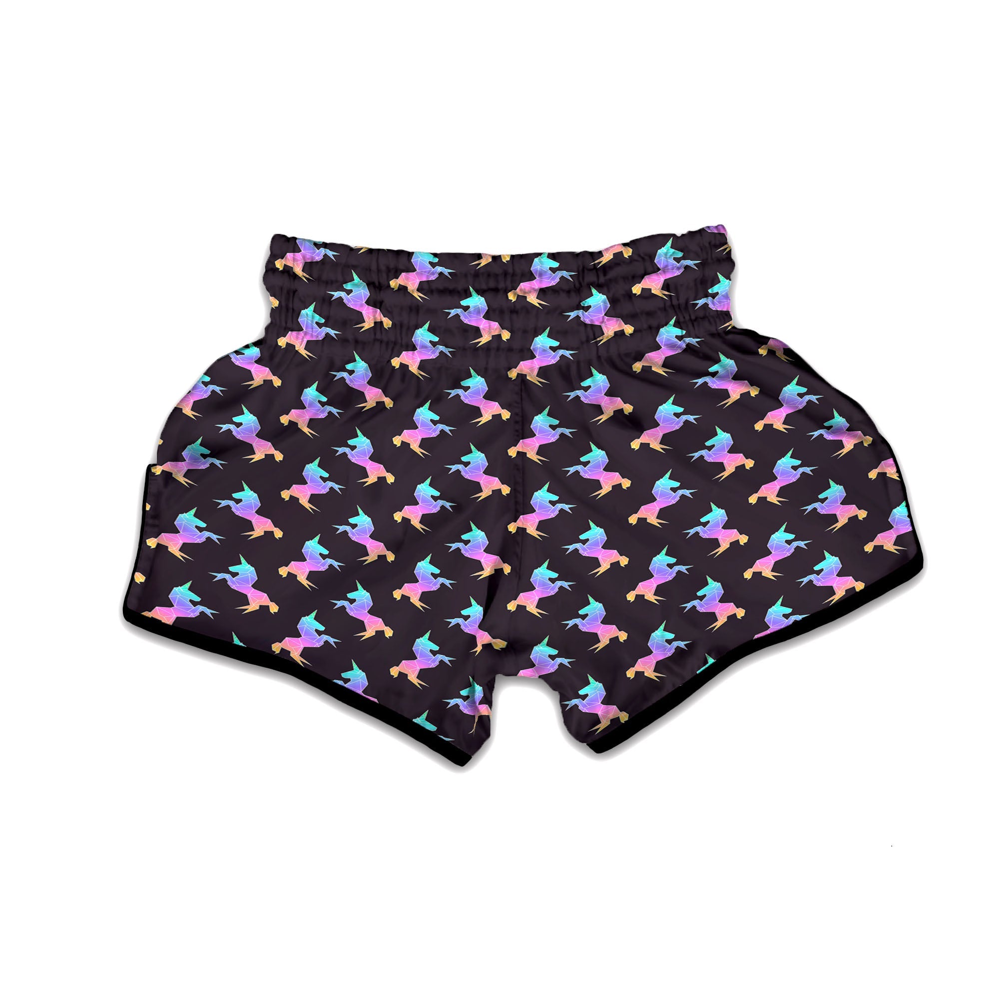 Unicorn Rainbow Origami Print Pattern Muay Thai Boxing Shorts-grizzshop