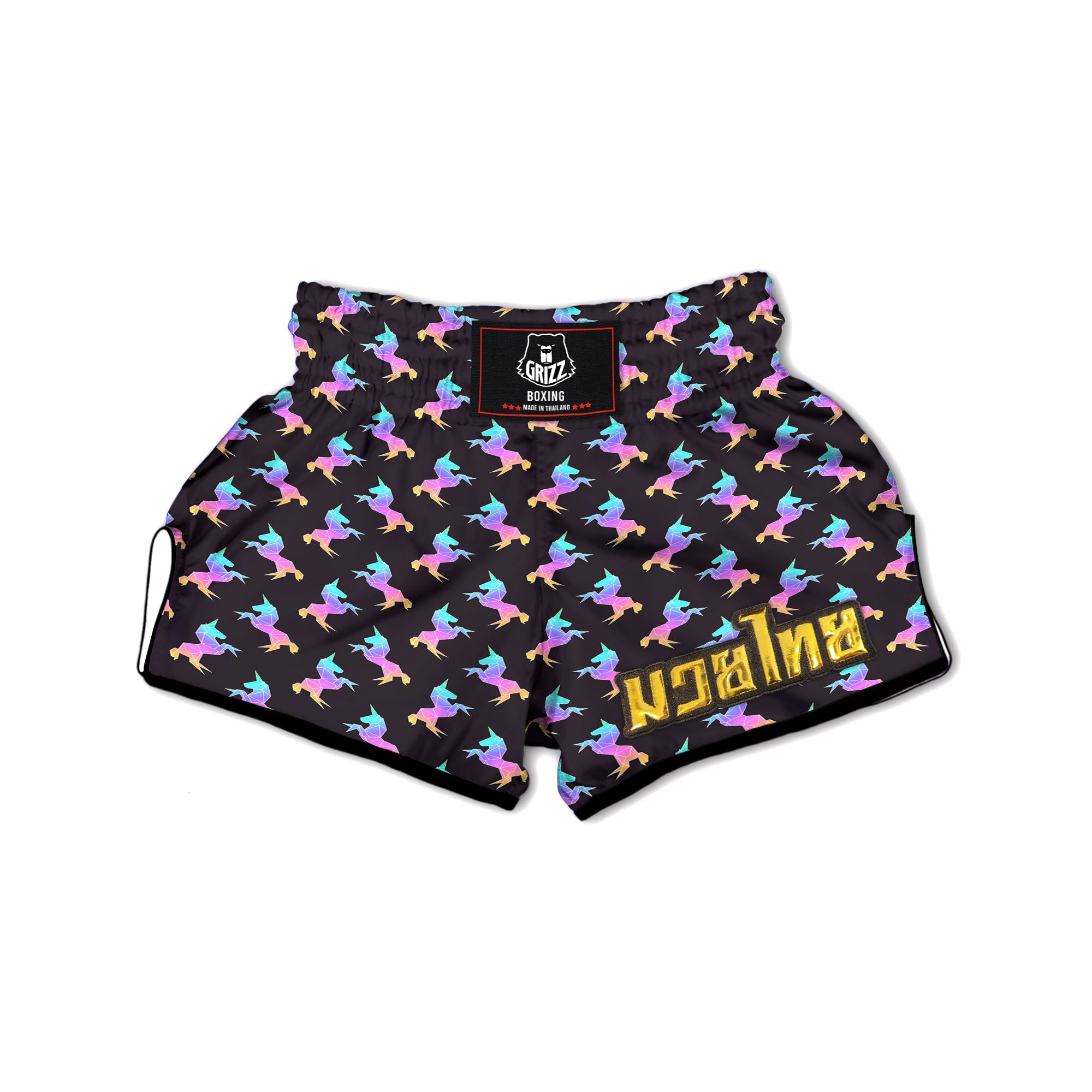 Unicorn Rainbow Origami Print Pattern Muay Thai Boxing Shorts-grizzshop