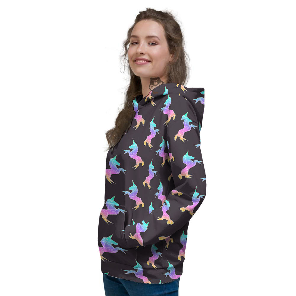 Unicorn Rainbow Origami Print Pattern Women's Hoodie-grizzshop