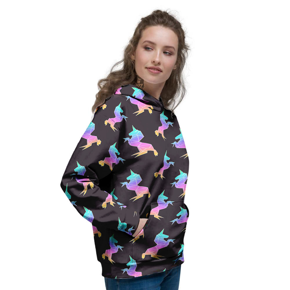 Unicorn Rainbow Origami Print Pattern Women's Hoodie-grizzshop