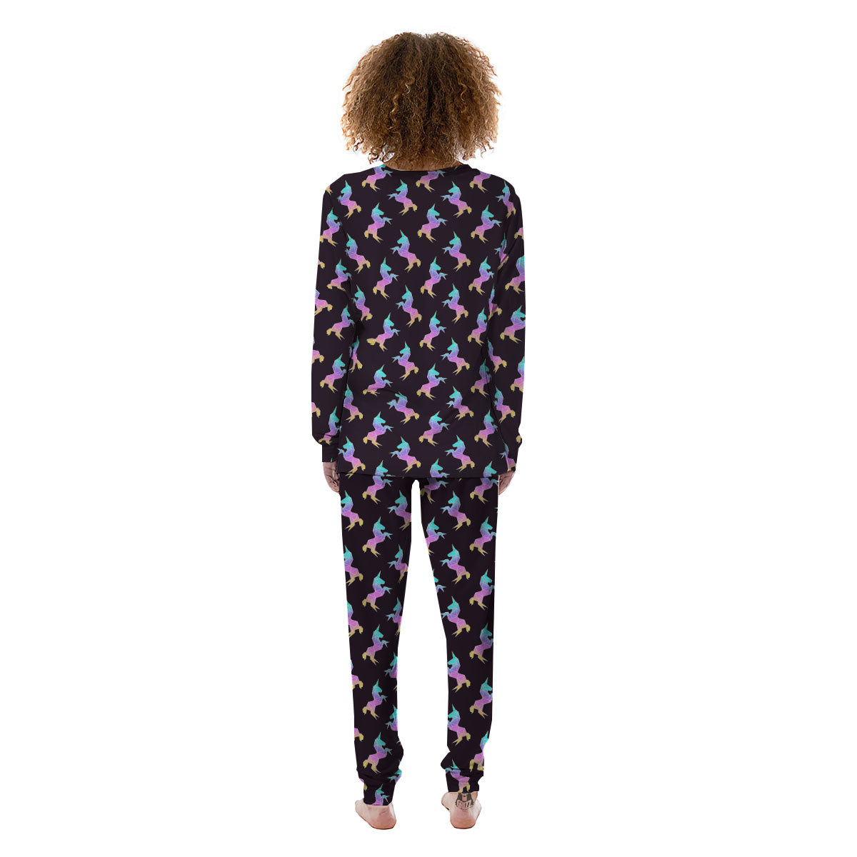 Unicorn Rainbow Origami Print Pattern Women's Pajamas-grizzshop