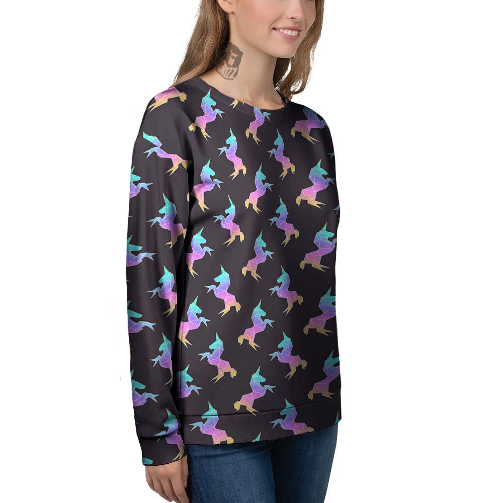 Unicorn Rainbow Origami Print Pattern Women's Sweatshirt-grizzshop