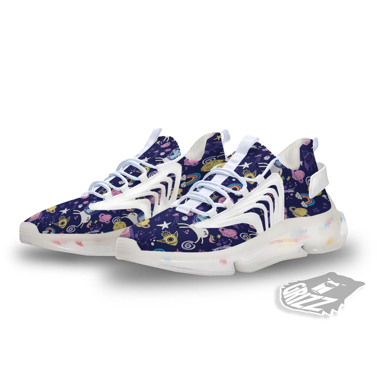 Unicorn Space Astronaut Print Pattern White Gym Shoes-grizzshop