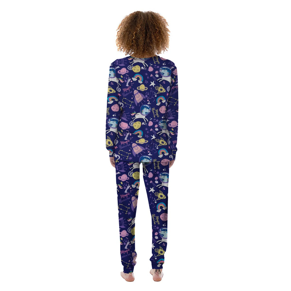 Unicorn Space Astronaut Print Pattern Women's Pajamas-grizzshop