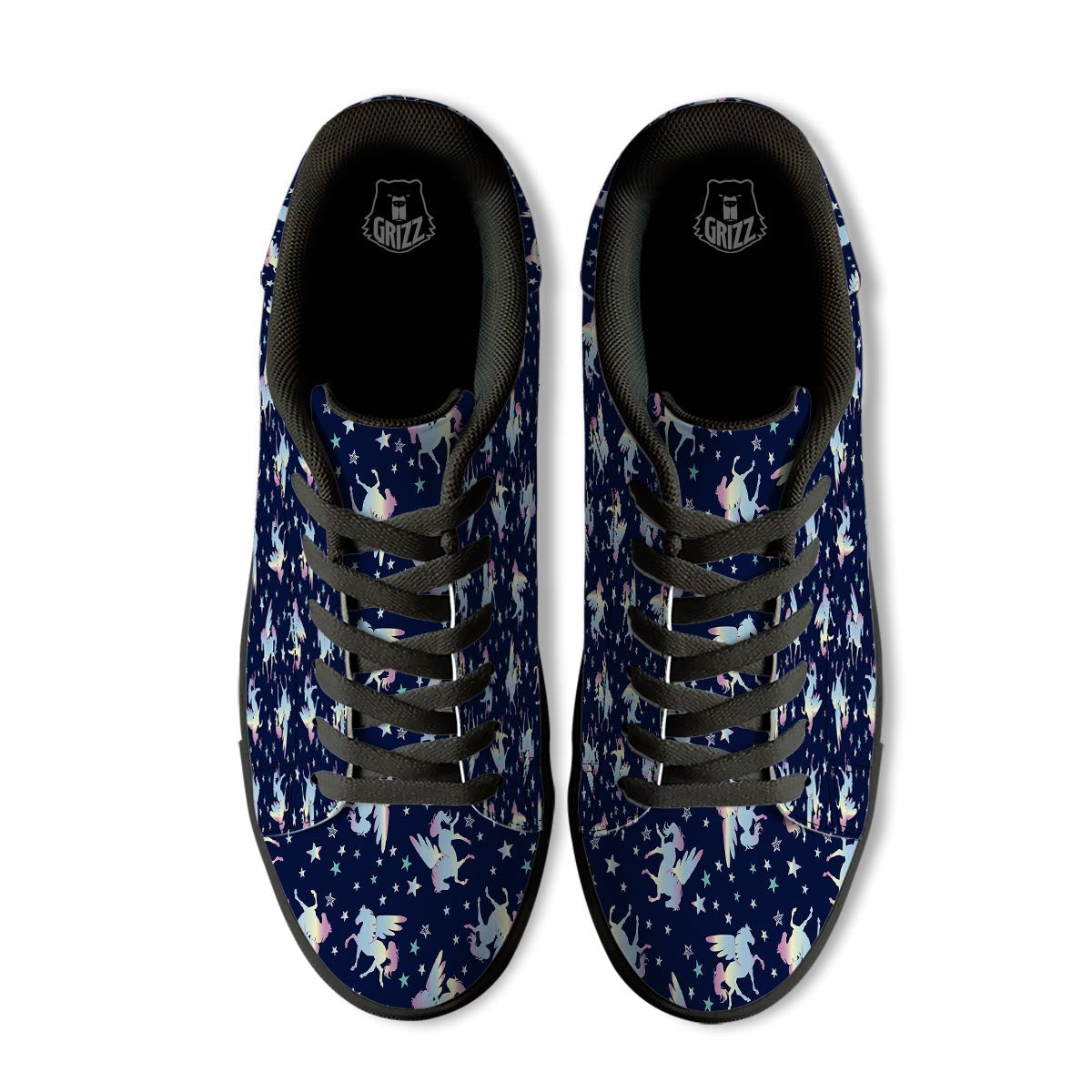 Unicorn Star Fairy Print Pattern Black Low Top Sneakers-grizzshop