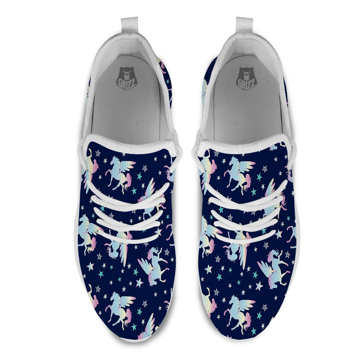 Unicorn Star Fairy Print Pattern White Athletic Shoes-grizzshop
