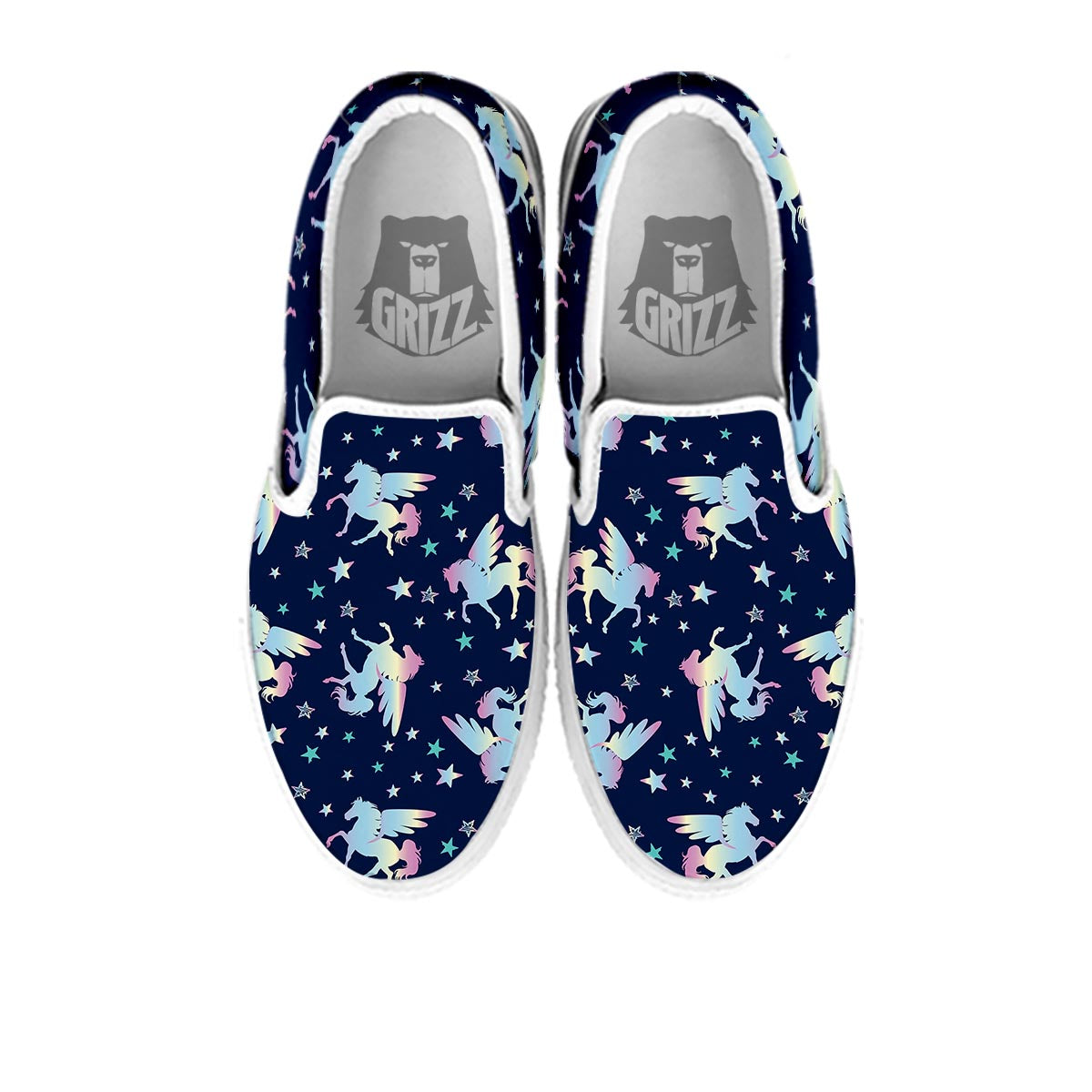 Unicorn Star Fairy Print Pattern White Slip On Shoes-grizzshop