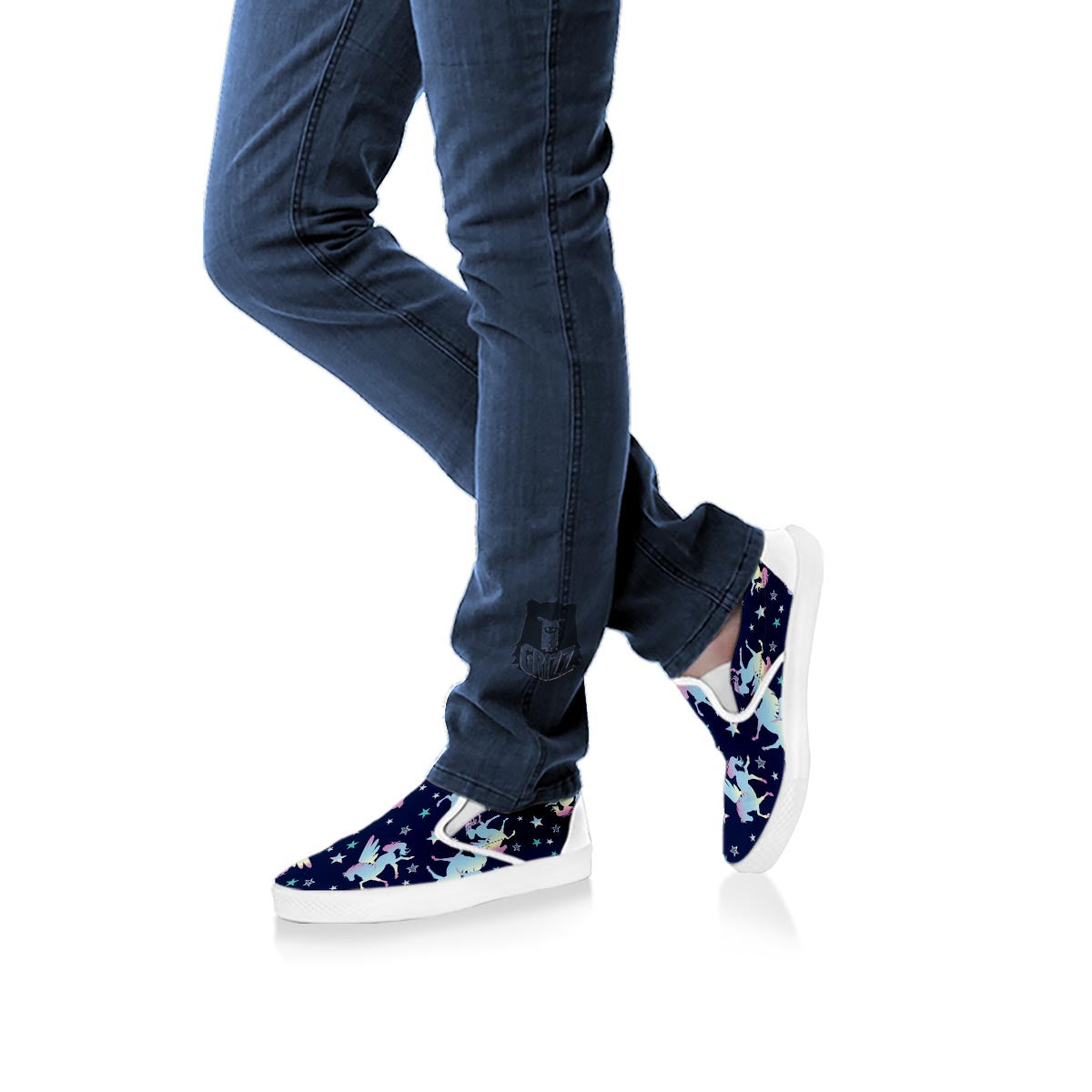 Unicorn Star Fairy Print Pattern White Slip On Shoes-grizzshop