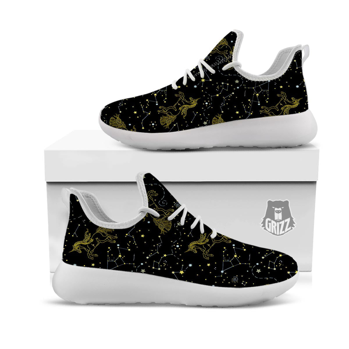 Unicorn Star Space Print Pattern White Athletic Shoes-grizzshop