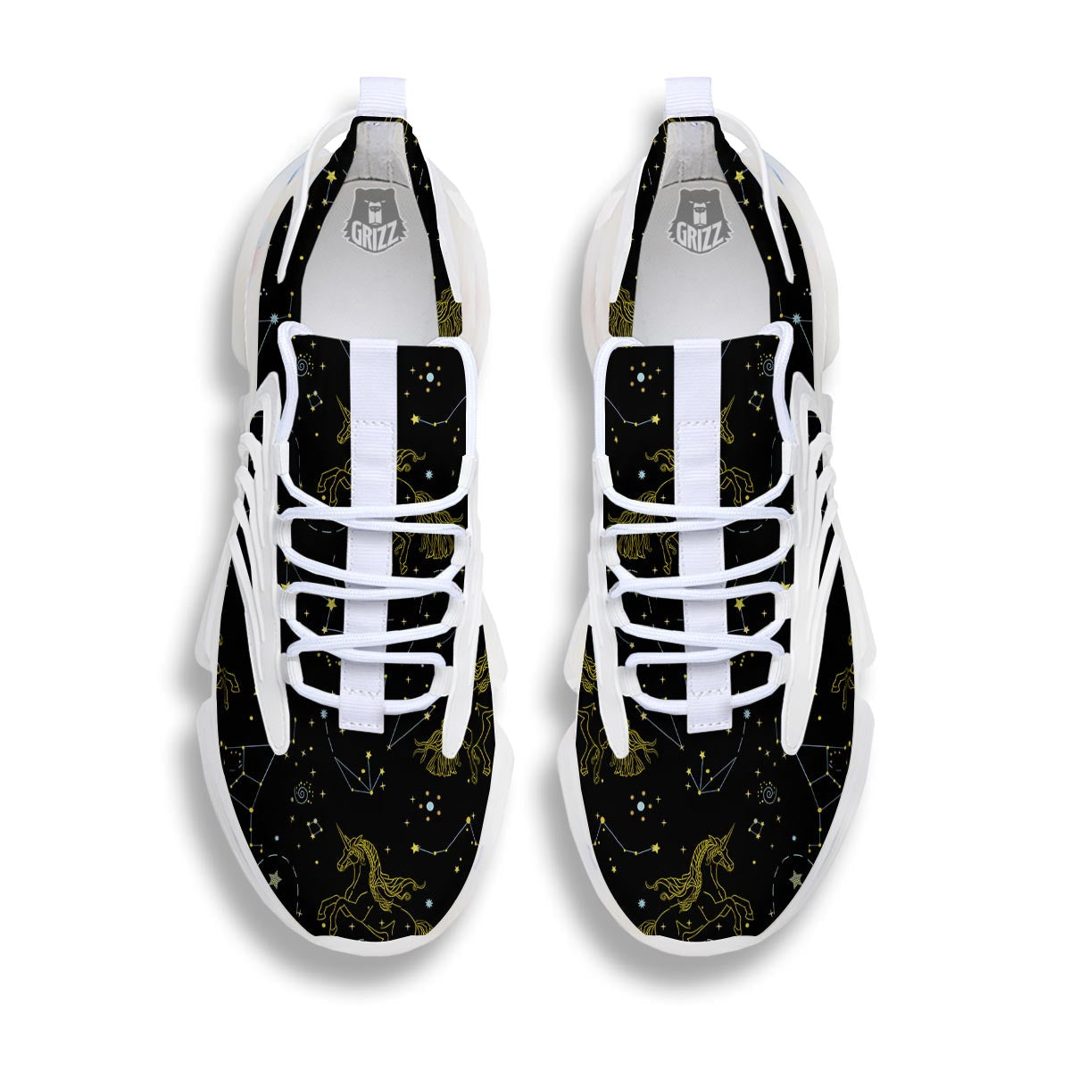 Unicorn Star Space Print Pattern White Gym Shoes-grizzshop