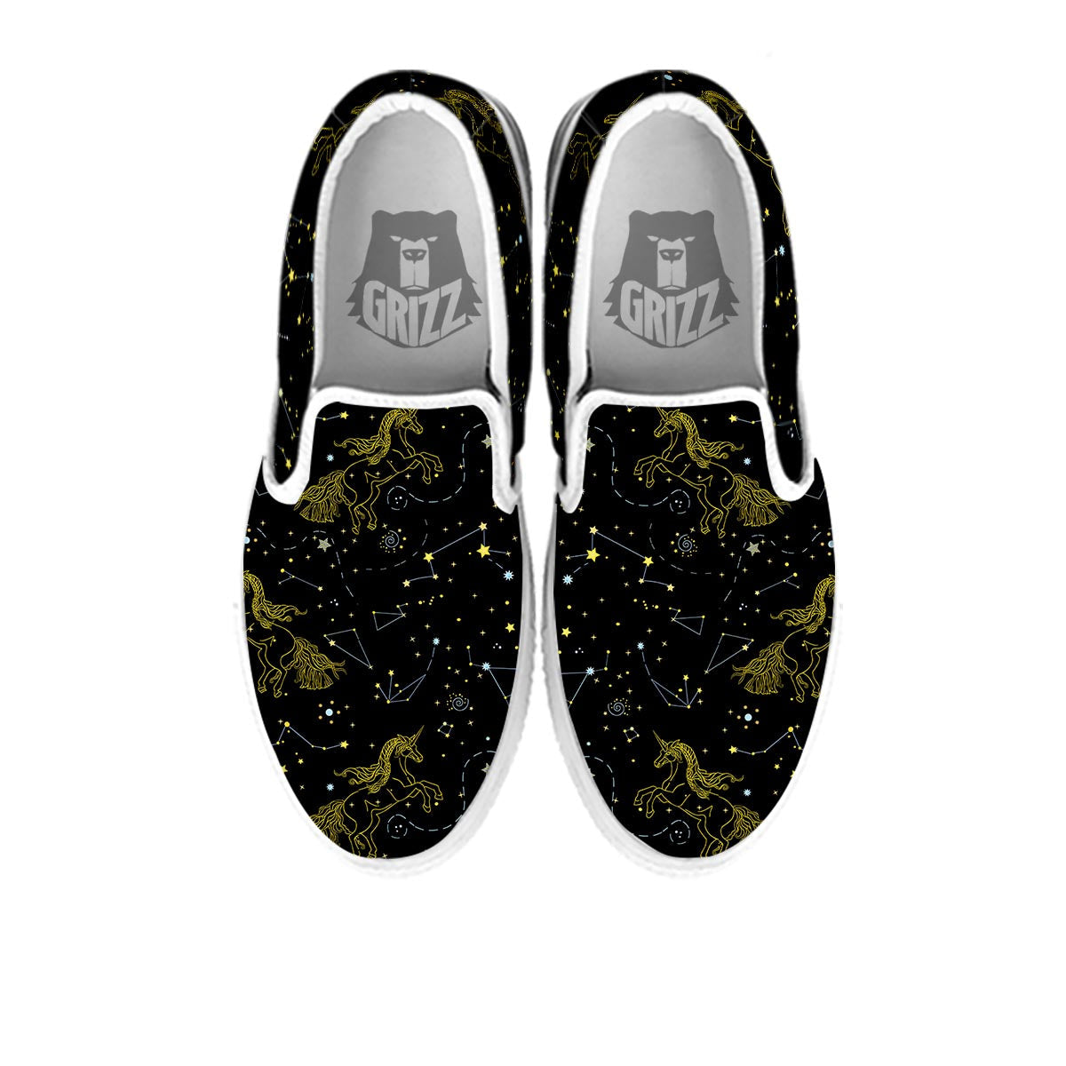 Unicorn Star Space Print Pattern White Slip On Shoes-grizzshop