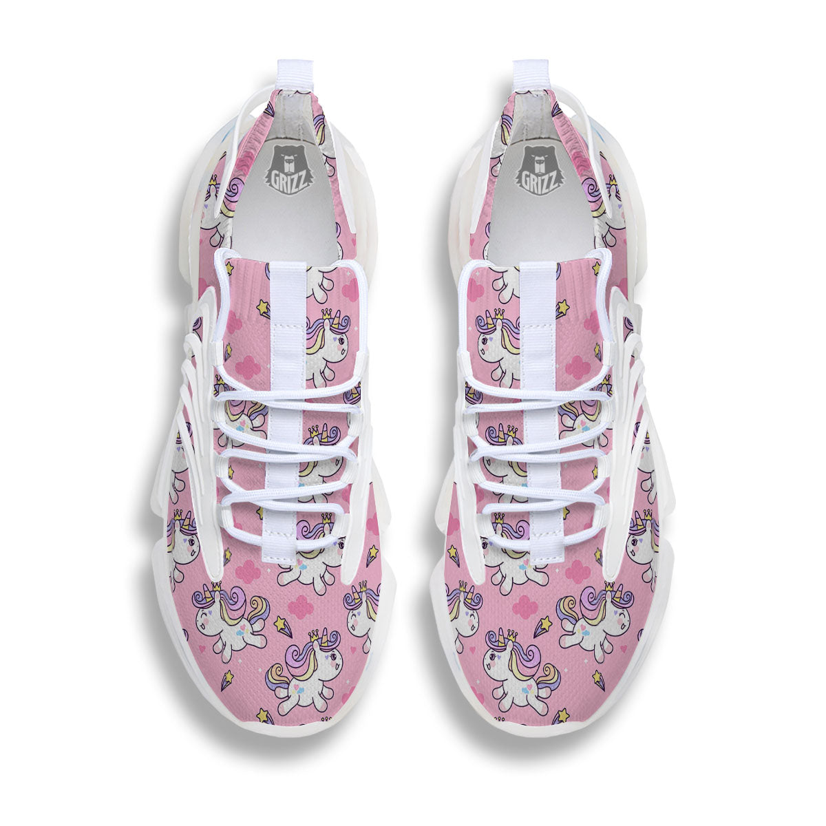 Unicorn White Girly Print Pattern White Gym Shoes-grizzshop