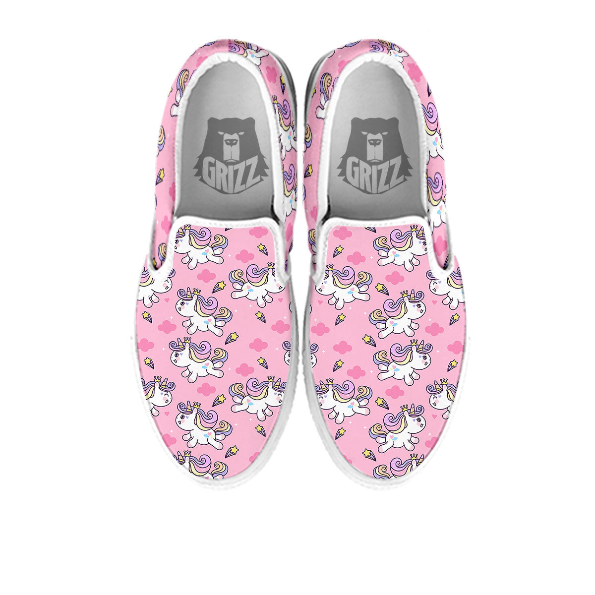 Unicorn White Girly Print Pattern White Slip On Shoes-grizzshop