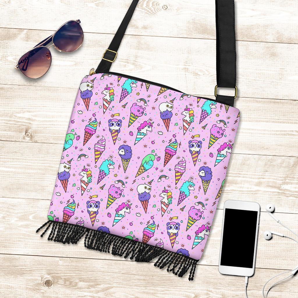 Unicorn Ice Cream Cone Pattern Print Crossbody Bags-grizzshop