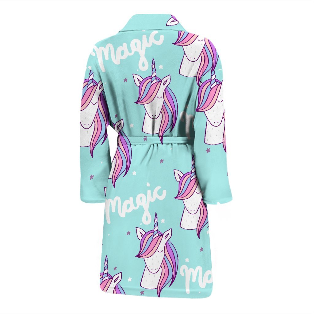 Unicorn Pastel Pattern Print Men Long Robe-grizzshop