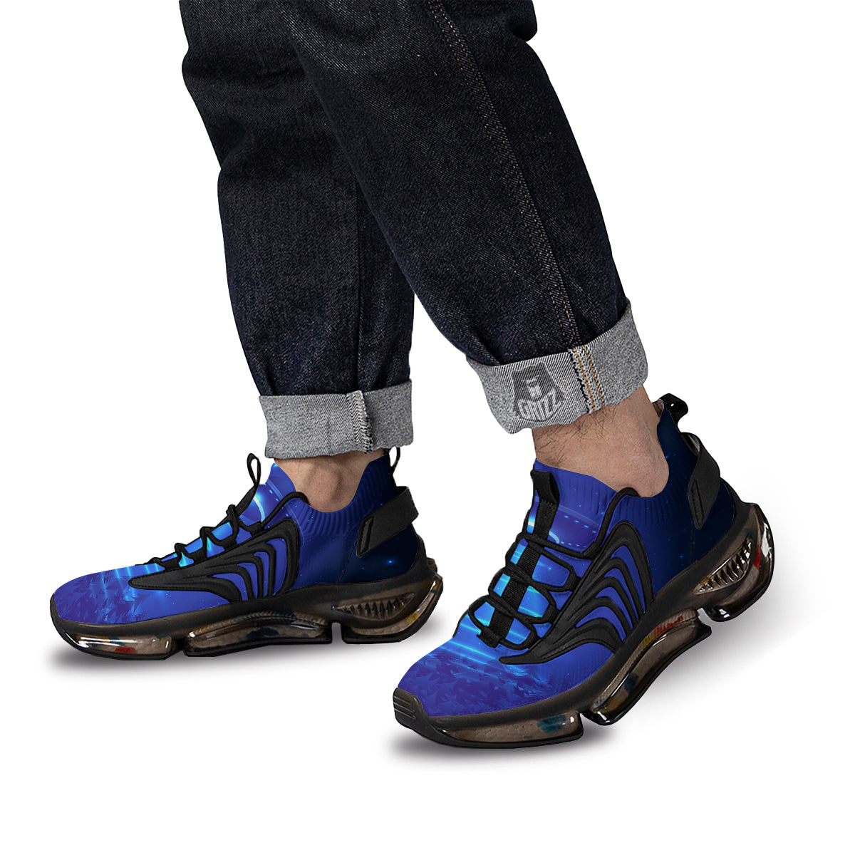 Unidentified Flying Object Blue Print Black Gym Shoes-grizzshop